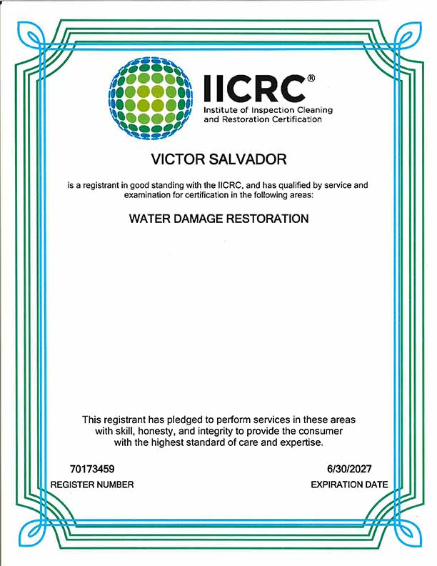 Victor Salvador IICRC License
